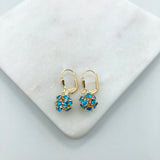 18K gold Layered Oro laminado Assorted Fire Ball Colors Lever Back Earrings 21.0584/1/2/3/4/6/10/17