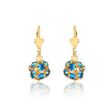 18K gold Layered Oro laminado Assorted Fire Ball Colors Lever Back Earrings 21.0584/1/2/3/4/6/10/17