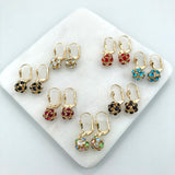 18K gold Layered Oro laminado Assorted Fire Ball Colors Lever Back Earrings 21.0584/1/2/3/4/6/10/17