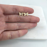 18K Gold Layered Oro Laminado Bow Design Push Back Earrings 21.0611