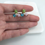 18K Gold Layered Oro Laminado Bow Design Push Back Earrings 21.0611