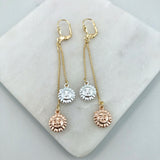 18K Gold Layered Oro Laminado Bow Design Push Back Earrings 21.0611
