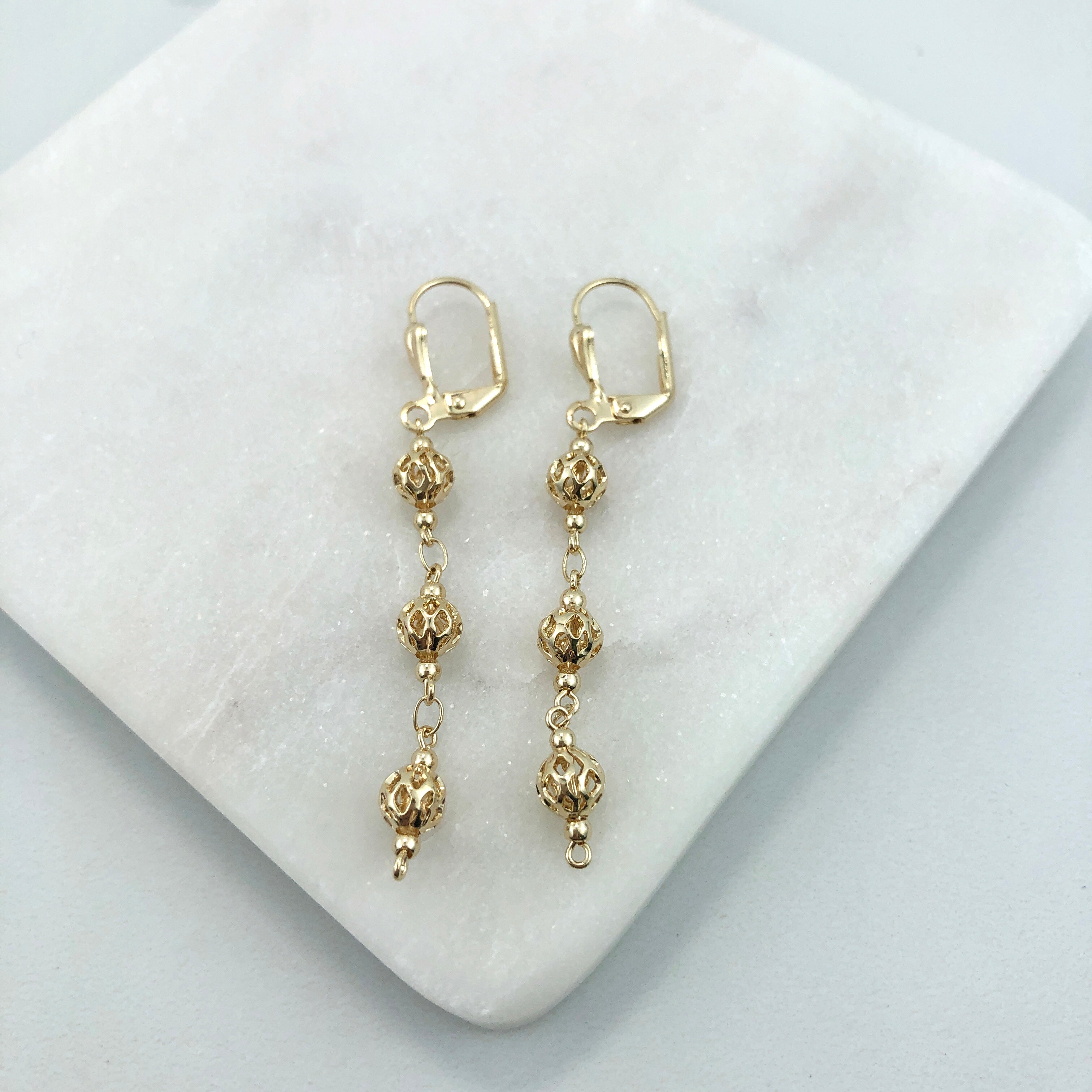 18K Gold Layered Oro Laminado Bow Design Push Back Earrings 21.0611