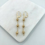 18K Gold Layered Oro Laminado Bow Design Push Back Earrings 21.0611
