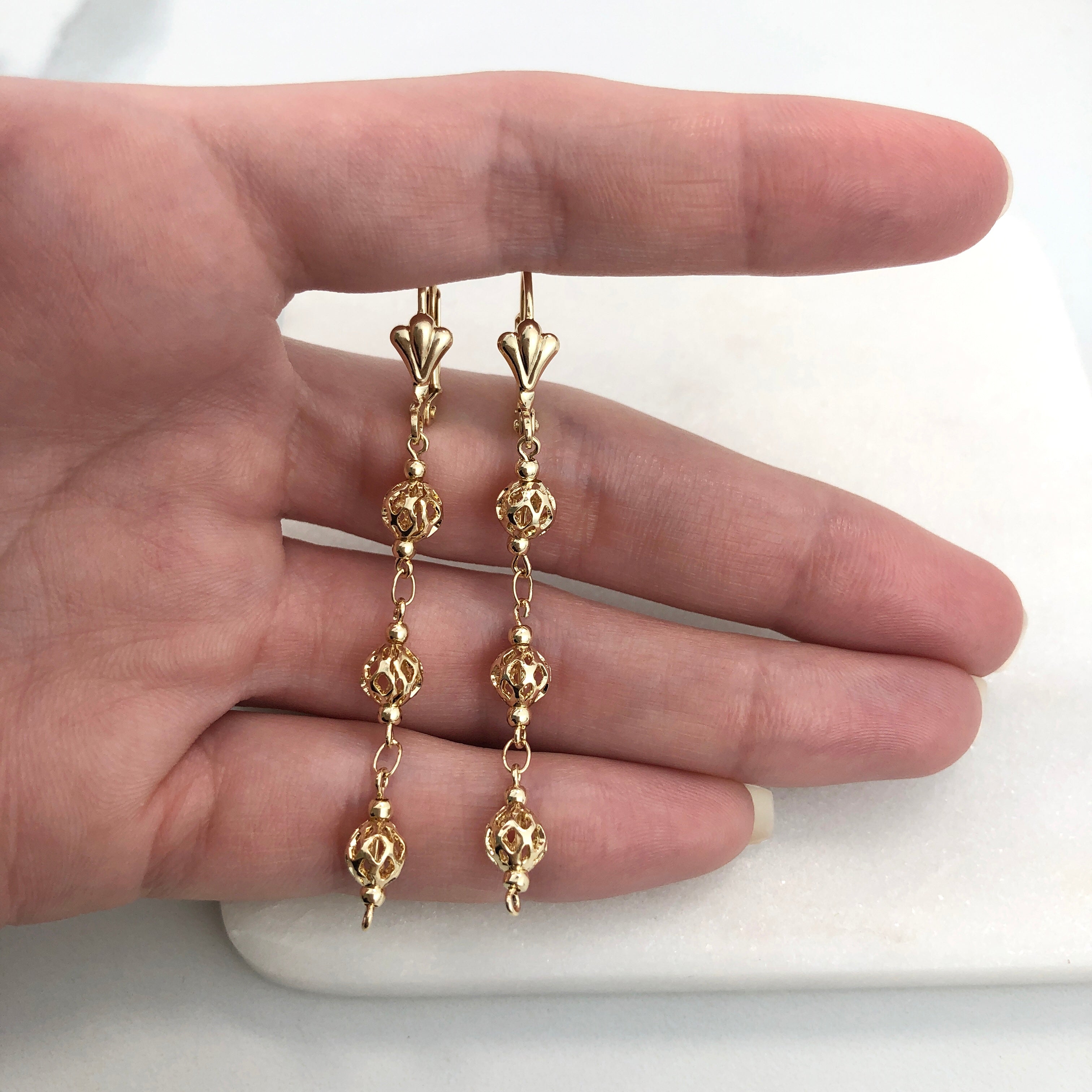 18K Gold Layered Oro Laminado Bow Design Push Back Earrings 21.0611