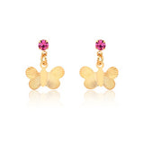 18K Gold Layered Oro Laminado Pink Cubic Zirconia Butterfly Design Plugs Kids Earrings Wholesale 21.0634/7