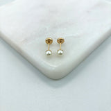 18K Gold Layered Oro Laminado Pearl Stud Plugs Kids Earrings Wholesale 21.0907/92