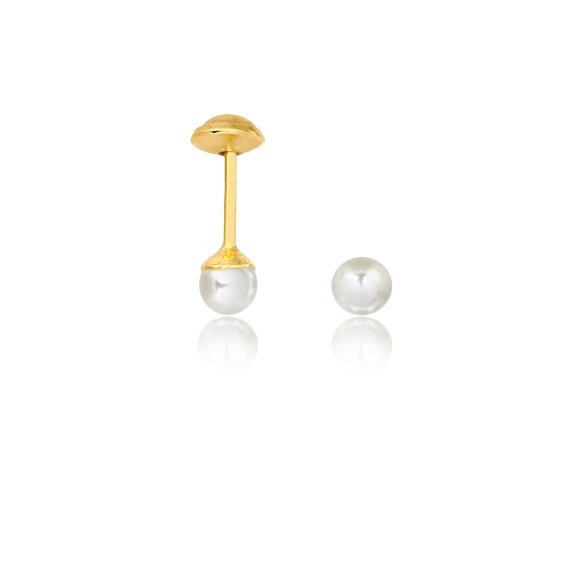 18K Gold Layered Oro Laminado Pearl Stud Plugs Kids Earrings Wholesale 21.0907/92