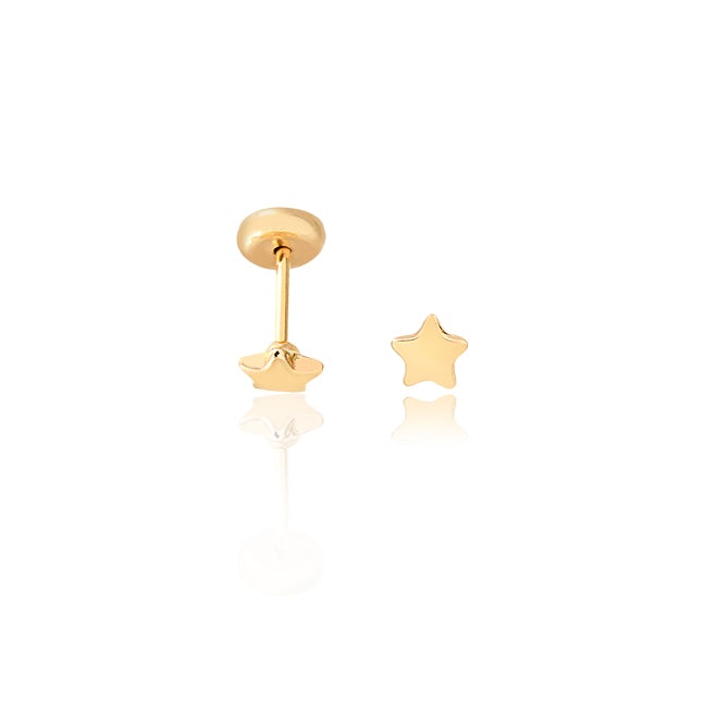 18K Gold Layered Oro Laminado Star Design Stud Plugs Kids Earrings Wholesale 21.0924