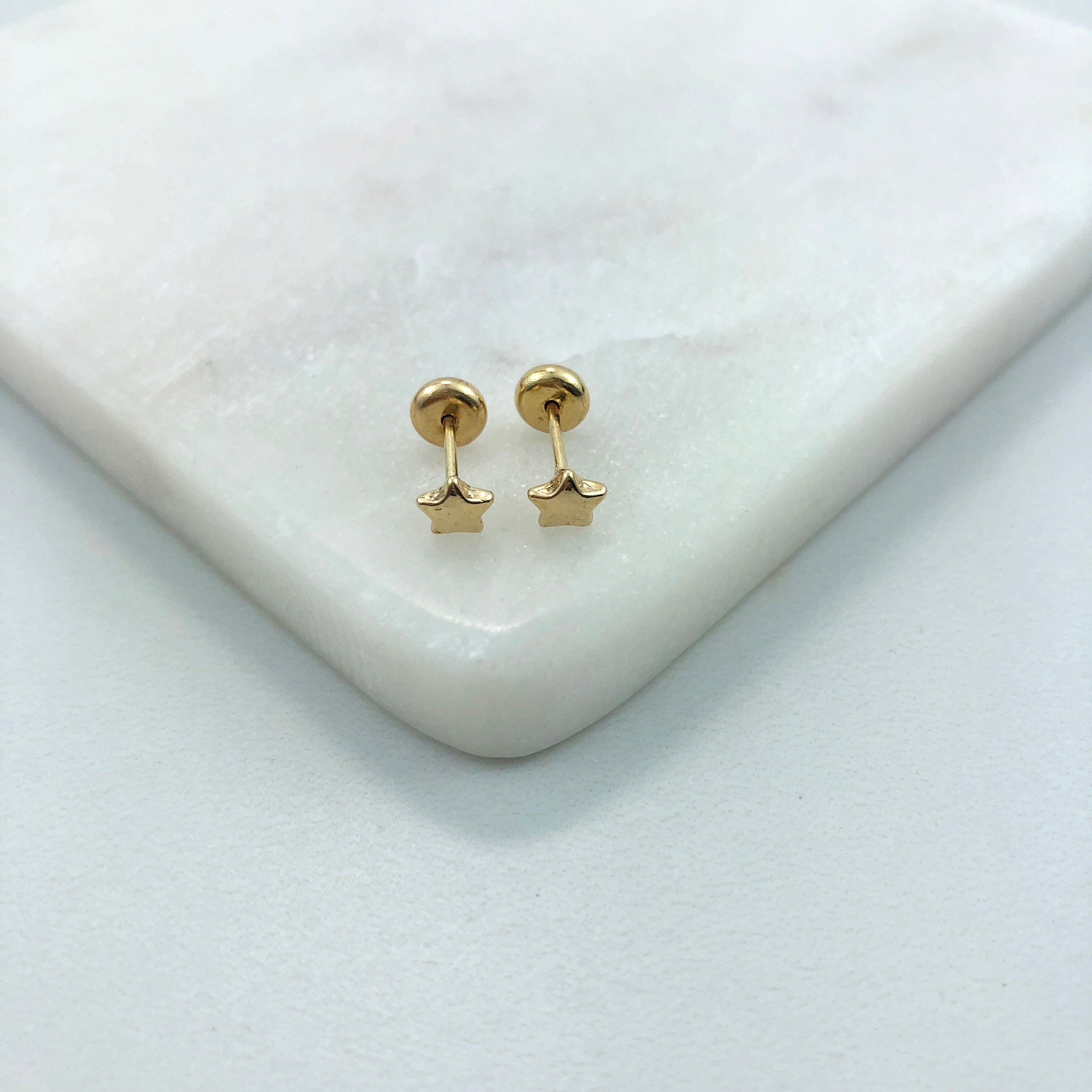 18K Gold Layered Oro Laminado Star Design Stud Plugs Kids Earrings Wholesale 21.0924