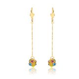 18K Gold Layered Oro Laminado CZ Fire Ball Drop Leverback Earrings Wholesale 21.1097/1/2/6/17/21/38/71
