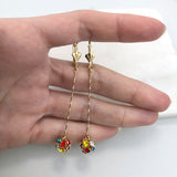 18K Gold Layered Oro Laminado CZ Fire Ball Drop Leverback Earrings Wholesale 21.1097/1/2/6/17/21/38/71