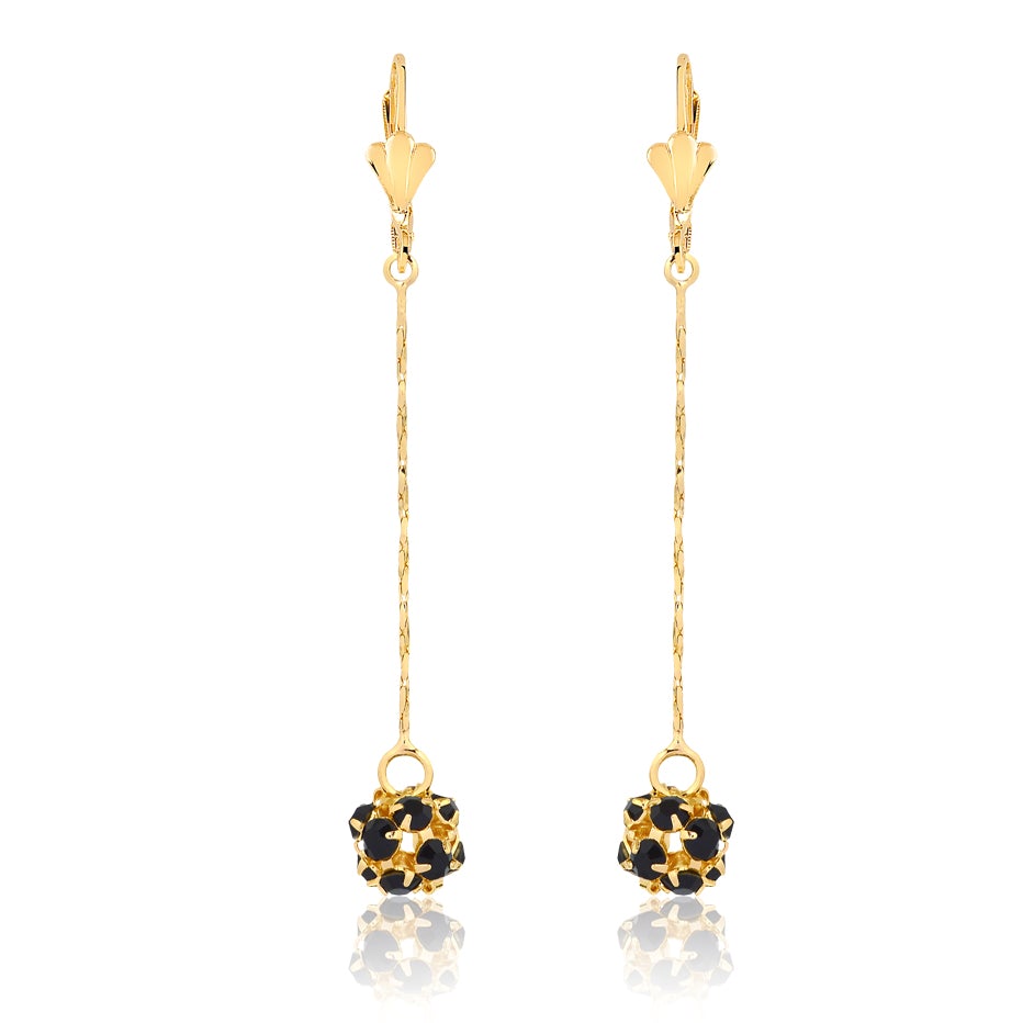 18K Gold Layered Oro Laminado CZ Fire Ball Drop Leverback Earrings Wholesale 21.1097/1/2/6/17/21/38/71