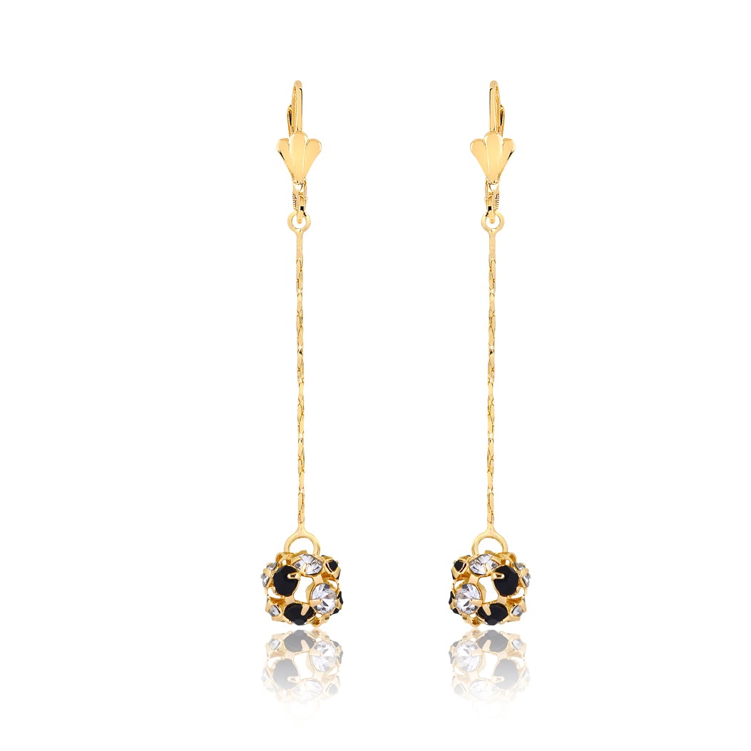 18K Gold Layered Oro Laminado CZ Fire Ball Drop Leverback Earrings Wholesale 21.1097/1/2/6/17/21/38/71