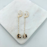 18K Gold Layered Oro Laminado CZ Fire Ball Drop Leverback Earrings Wholesale 21.1097/1/2/6/17/21/38/71