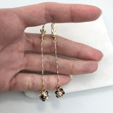 18K Gold Layered Oro Laminado CZ Fire Ball Drop Leverback Earrings Wholesale 21.1097/1/2/6/17/21/38/71