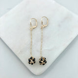 18K Gold Layered Oro Laminado CZ Fire Ball Drop Leverback Earrings Wholesale 21.1097/1/2/6/17/21/38/71