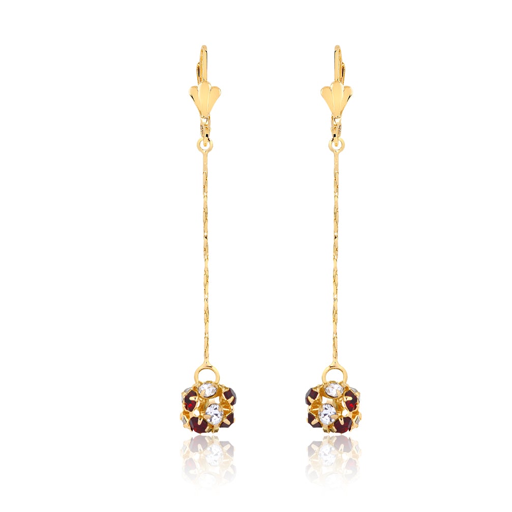 18K Gold Layered Oro Laminado CZ Fire Ball Drop Leverback Earrings Wholesale 21.1097/1/2/6/17/21/38/71
