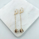18K Gold Layered Oro Laminado CZ Fire Ball Drop Leverback Earrings Wholesale 21.1097/1/2/6/17/21/38/71
