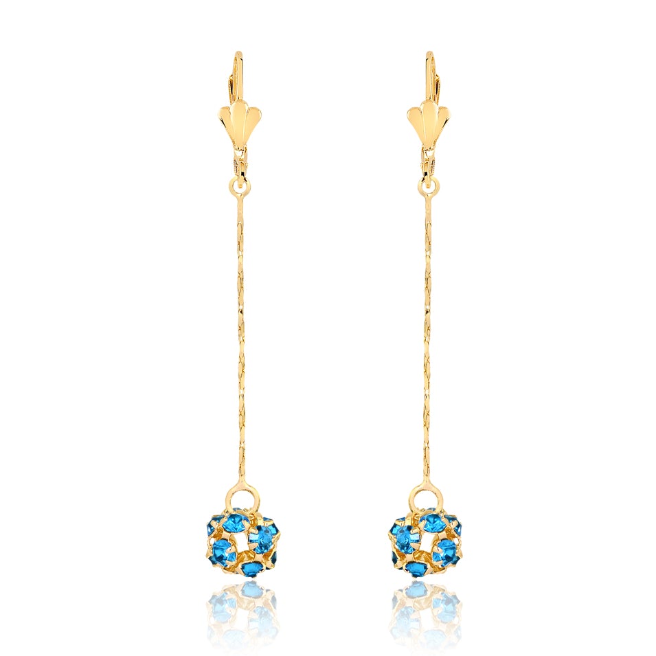 18K Gold Layered Oro Laminado CZ Fire Ball Drop Leverback Earrings Wholesale 21.1097/1/2/6/17/21/38/71