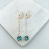 18K Gold Layered Oro Laminado CZ Fire Ball Drop Leverback Earrings Wholesale 21.1097/1/2/6/17/21/38/71