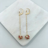 18K Gold Layered Oro Laminado CZ Fire Ball Drop Leverback Earrings Wholesale 21.1097/1/2/6/17/21/38/71