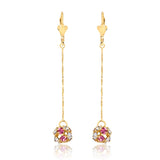 18K Gold Layered Oro Laminado CZ Fire Ball Drop Leverback Earrings Wholesale 21.1097/1/2/6/17/21/38/71