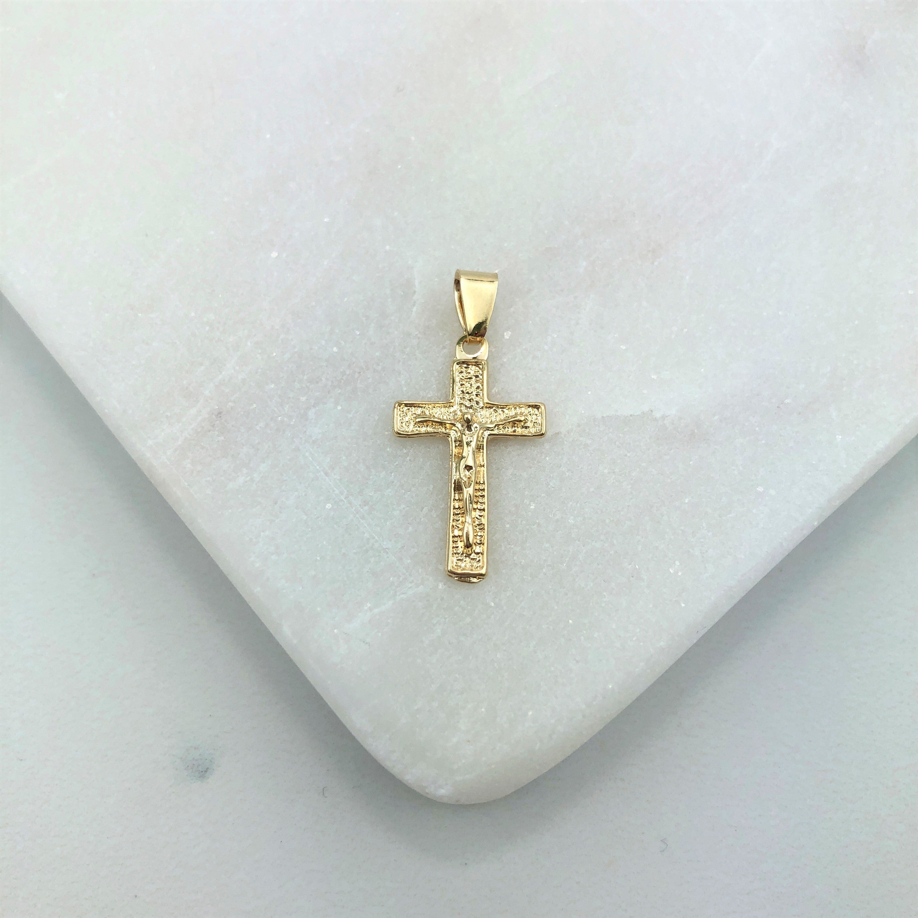 18K Gold Layered Oro Laminado Jesus Cross Design Religious Pendant 31.0003