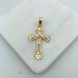 18K Gold Layered Oro Laminado Jesus Cross Cutout Design Religious Pendant 31.0004