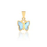 18K Gold Layered Oro Laminado Blue Rhinestone Butterfly Shape Kids Pendant Wholesale 31.0007/6