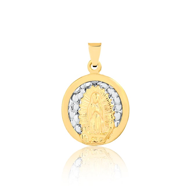 18K Gold Layered Oro Laminado Two Tone Our Lady of Players Religious Pendant 31.0009