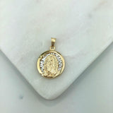 18K Gold Layered Oro Laminado Two Tone Our Lady of Players Religious Pendant 31.0009
