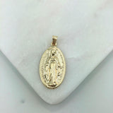 18K Gold Layered Oro Laminado Our Lady of the Miracles, Virgen de los Milagros Oval Medal Religious Pendant 31.0010