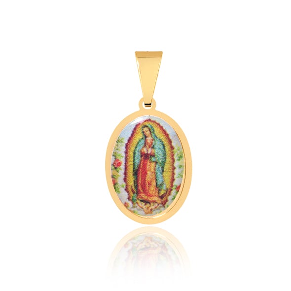 18K Gold Layered Oro Laminado Multi-Color Our Lady of Guadalupe Religious Pendant 31.0017/17