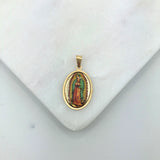 18K Gold Layered Oro Laminado Multi-Color Our Lady of Guadalupe Religious Pendant 31.0017/17