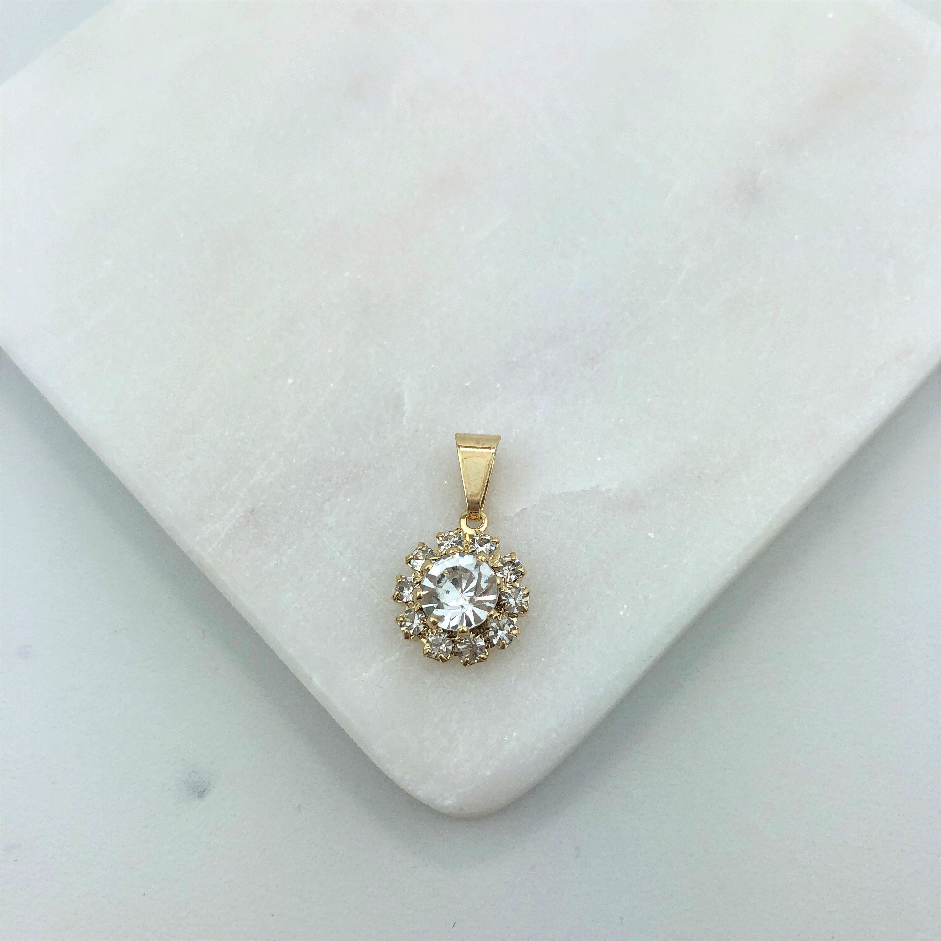 18K Gold Layered Oro Laminado White & Multi-Color Cubic Zirconia Charm (More Colors) 31.0018/1/2/3/4/5/6/7/9