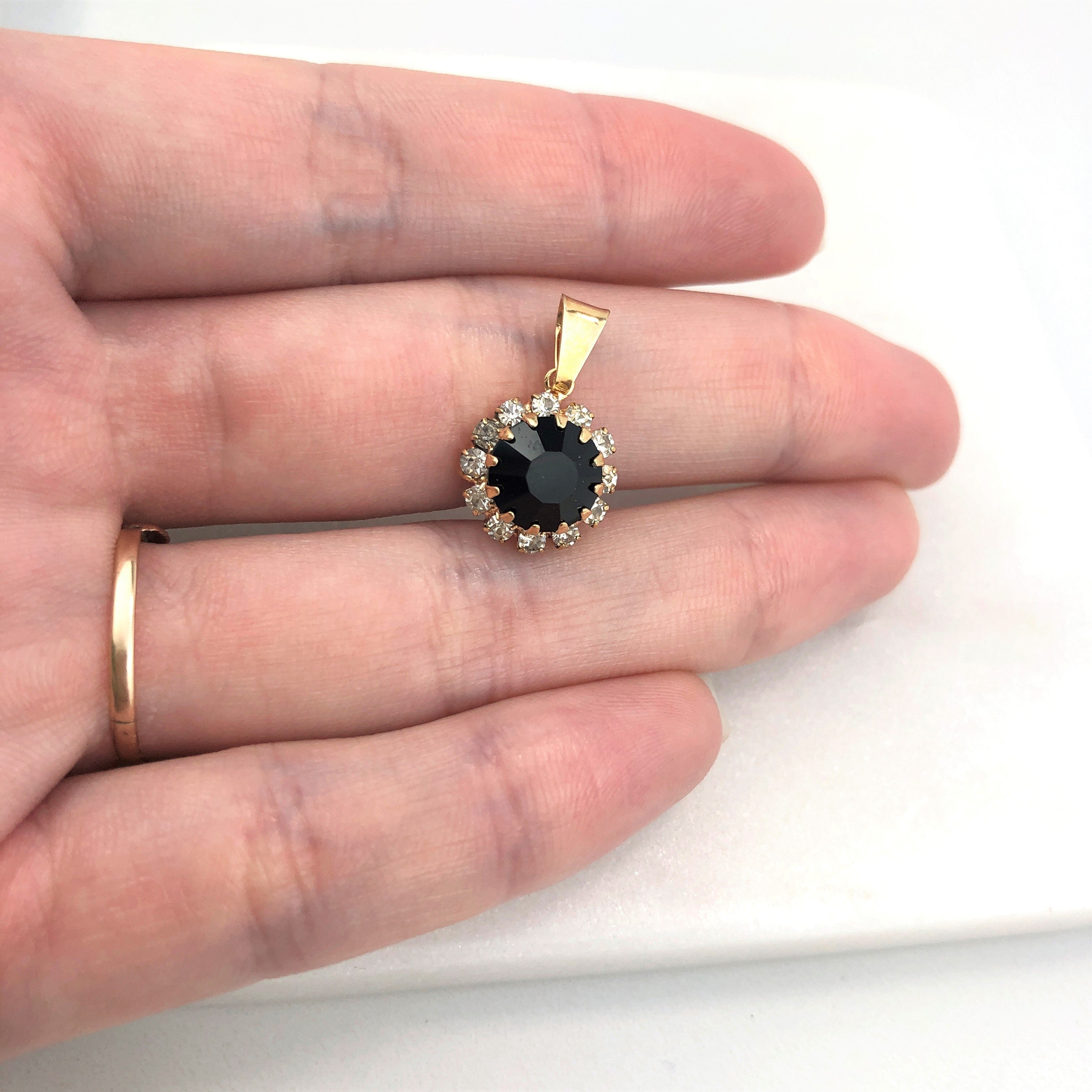 18K Gold Layered Oro Laminado White & Multi-Color Cubic Zirconia Charm (More Colors) 31.0018/1/2/3/4/5/6/7/9