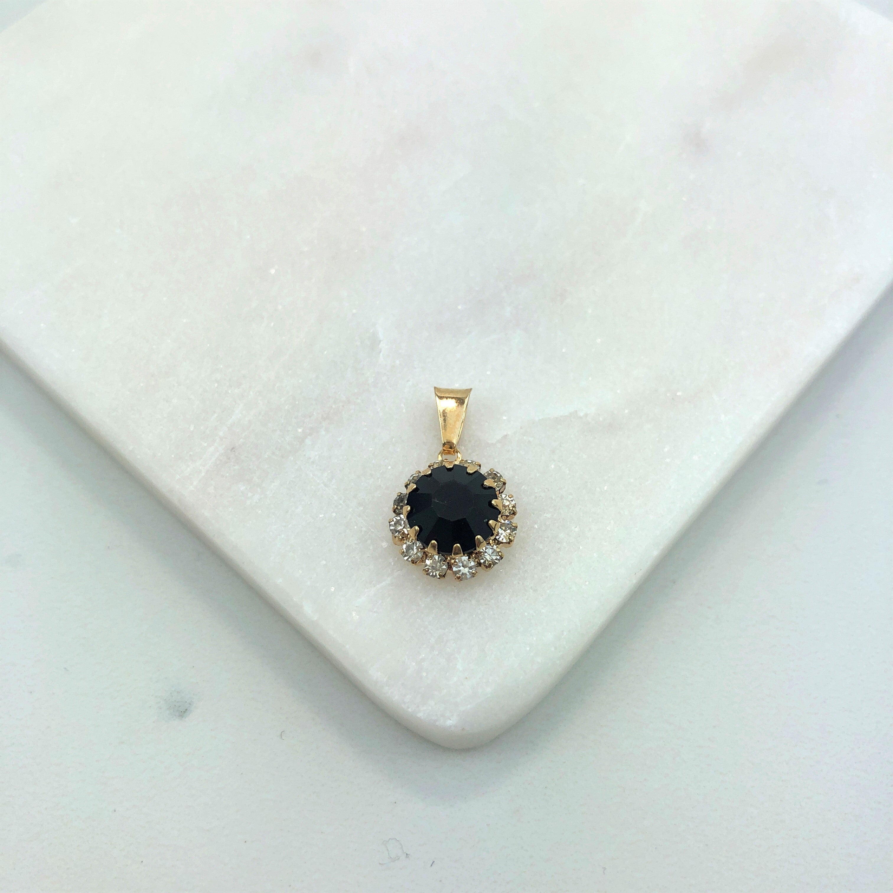 18K Gold Layered Oro Laminado White & Multi-Color Cubic Zirconia Charm (More Colors) 31.0018/1/2/3/4/5/6/7/9