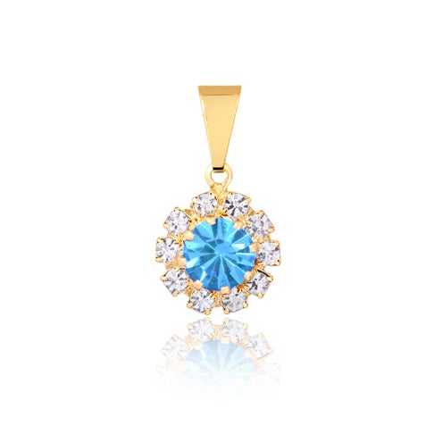 18K Gold Layered Oro Laminado White & Multi-Color Cubic Zirconia Charm (More Colors) 31.0018/1/2/3/4/5/6/7/9