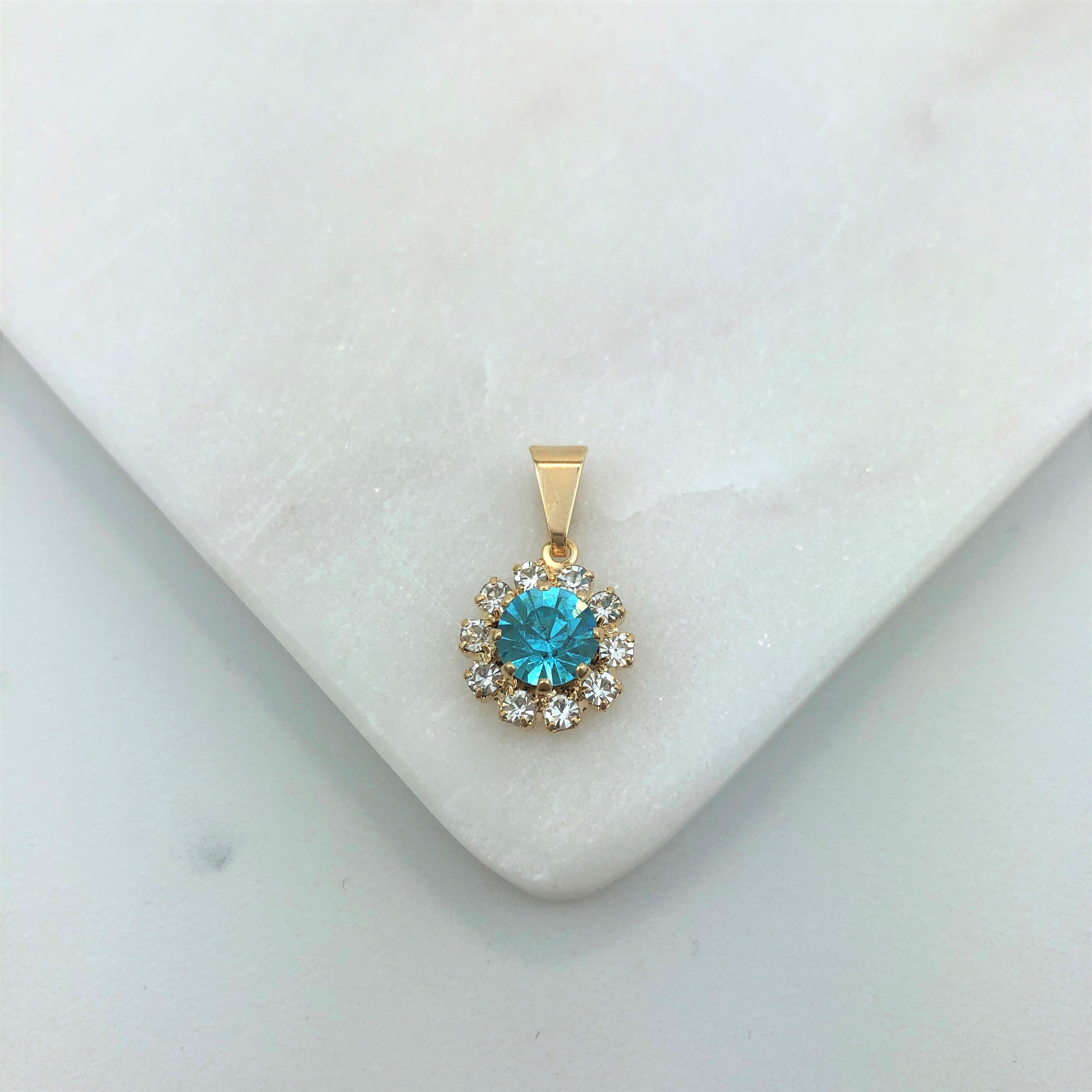 18K Gold Layered Oro Laminado White & Multi-Color Cubic Zirconia Charm (More Colors) 31.0018/1/2/3/4/5/6/7/9