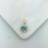 18K Gold Layered Oro Laminado White & Multi-Color Cubic Zirconia Charm (More Colors) 31.0018/1/2/3/4/5/6/7/9