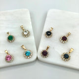 18K Gold Layered Oro Laminado White & Multi-Color Cubic Zirconia Charm (More Colors) 31.0018/1/2/3/4/5/6/7/9