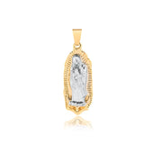 18K Gold Layered Oro Laminado Two Tone Texturized Our Lady of Guadalupe Religious Medal Pendant 31.0022