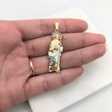 18K Gold Layered Oro Laminado Clear CZ Tri-Tone Saint Judas Pendant 31.0037/1