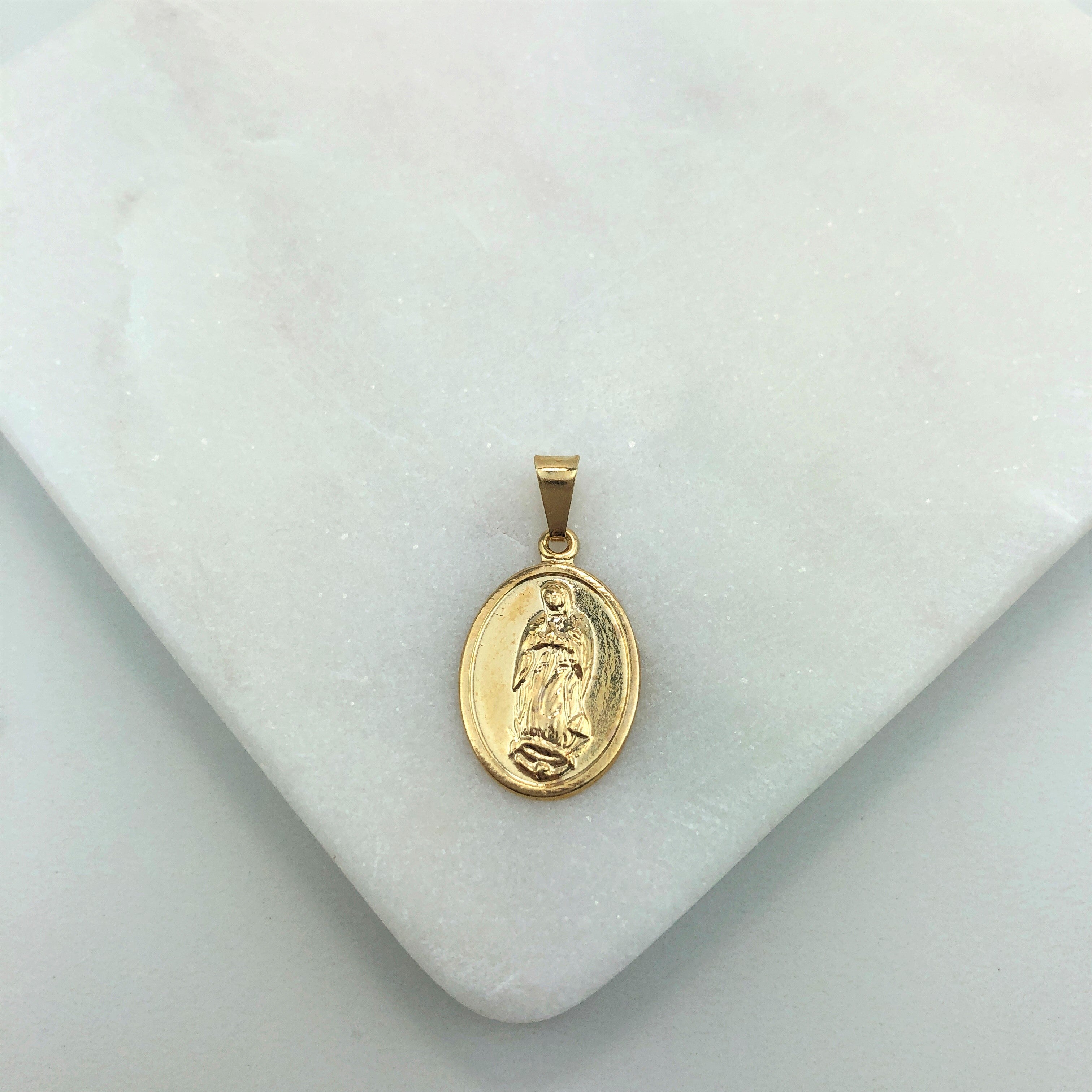 18K Gold Layered Oro Laminado 21 mm Our Lady of Guadalupe Medal Pendant 31.0044