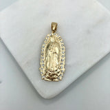 18K Gold Layered Oro Laminado 56mm Clear CZ Our Lady of Guadalupe Medal Pendant 31.0052/1