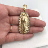 18K Gold Layered Oro Laminado 56mm Clear CZ Our Lady of Guadalupe Medal Pendant 31.0052/1