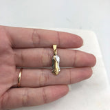 18K Gold Layered Oro Laminado Two Tone Our Lady of Guadalupe (Bulto) Religious Pendant 31.0055
