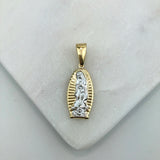 18K Gold Layered Oro Laminado Two Tone Our Lady of Guadalupe Oval Medal Pedant 31.0058