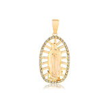 18K Gold Layered Oro Laminado Clear CZ Cut Out Our Lady of Guadalupe Medal Pendant 31.0061/1